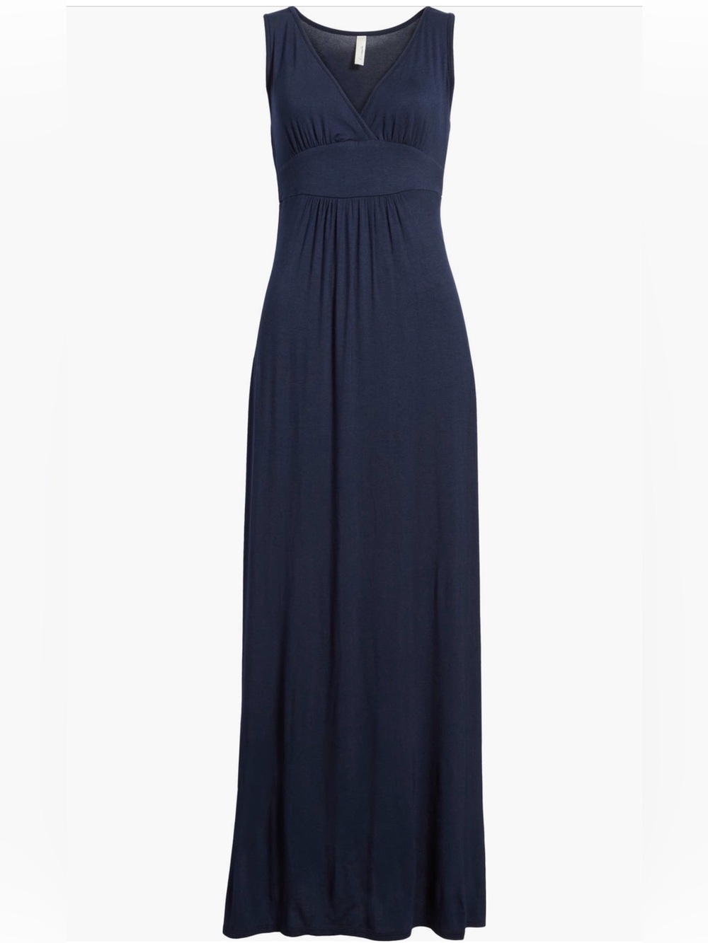Loveappella long v neck jersey dress navy blue